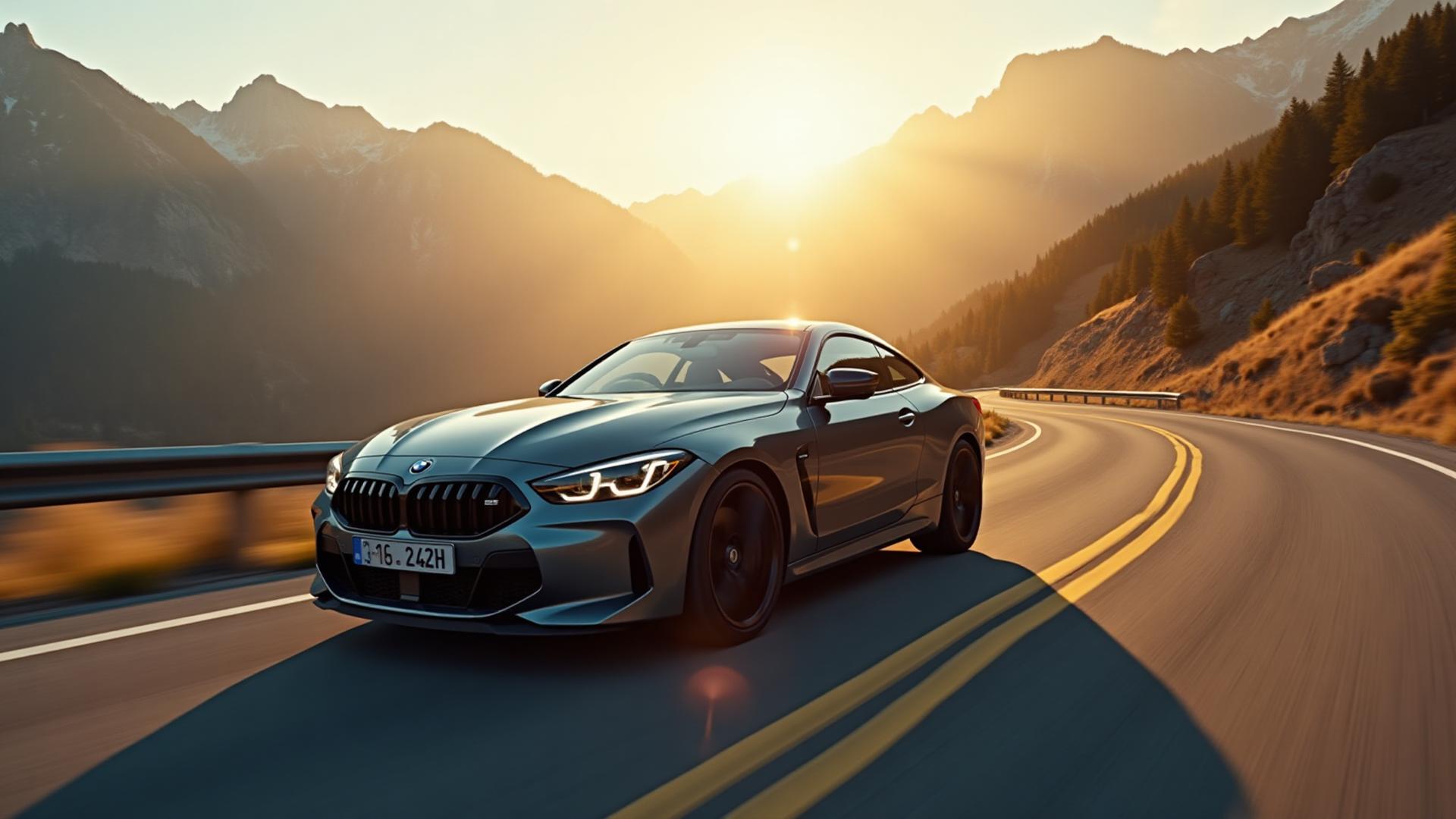 Luksusowy samochód na górskiej drodze